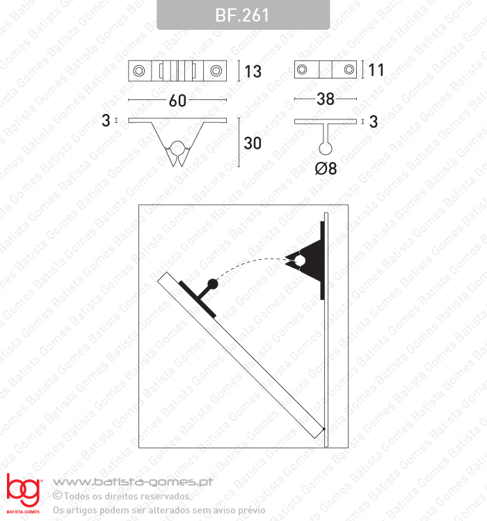 Batente fixador para portas e janelas - ZAMAC